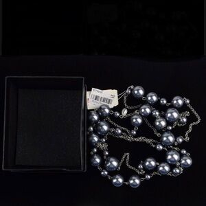 NWT Boxed Ali Khan Big Faux Pearl Necklace 56"